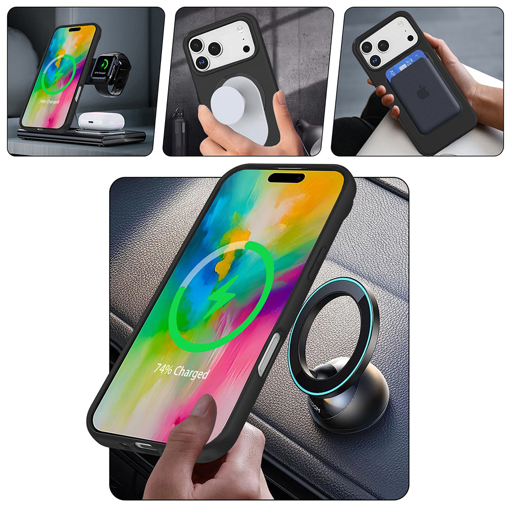 Apple iPhone 17 Pro Max Kılıf M-safe Şarj Özellikli Standlı Zore Samara Kapak Turuncu