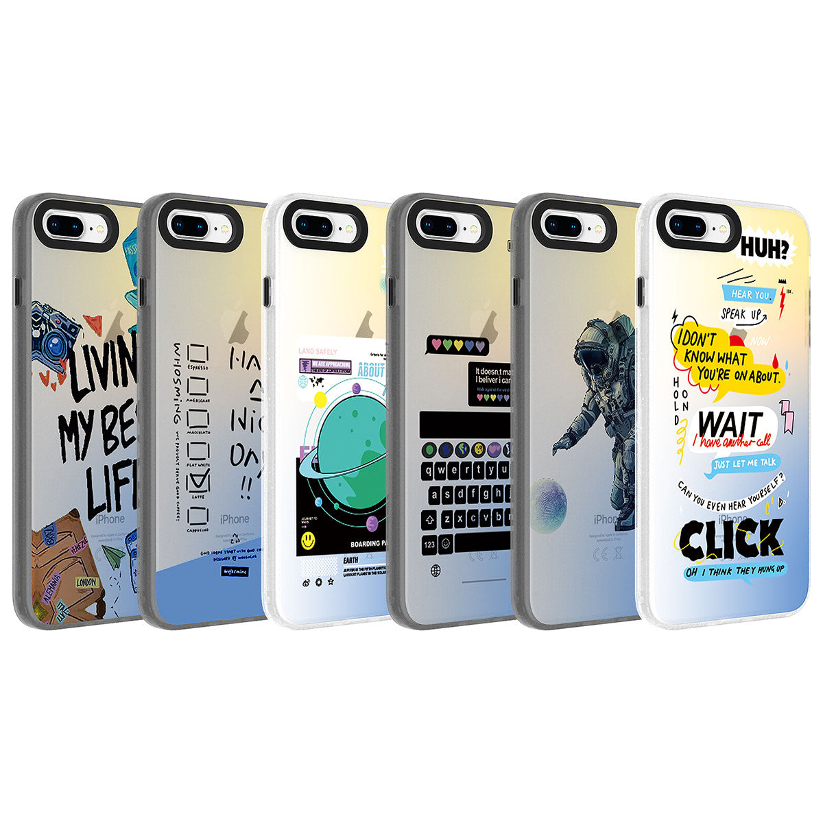 Apple iPhone 7 Plus Kılıf Desenli Zore Dragon Sert Kapak Astronot