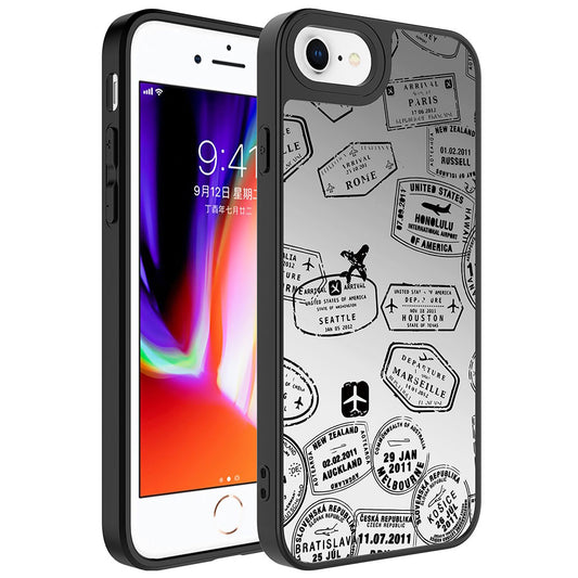 Apple iPhone SE 2020 Kılıf Aynalı Desenli Kamera Korumalı Parlak Zore Mirror Kapak Kalp