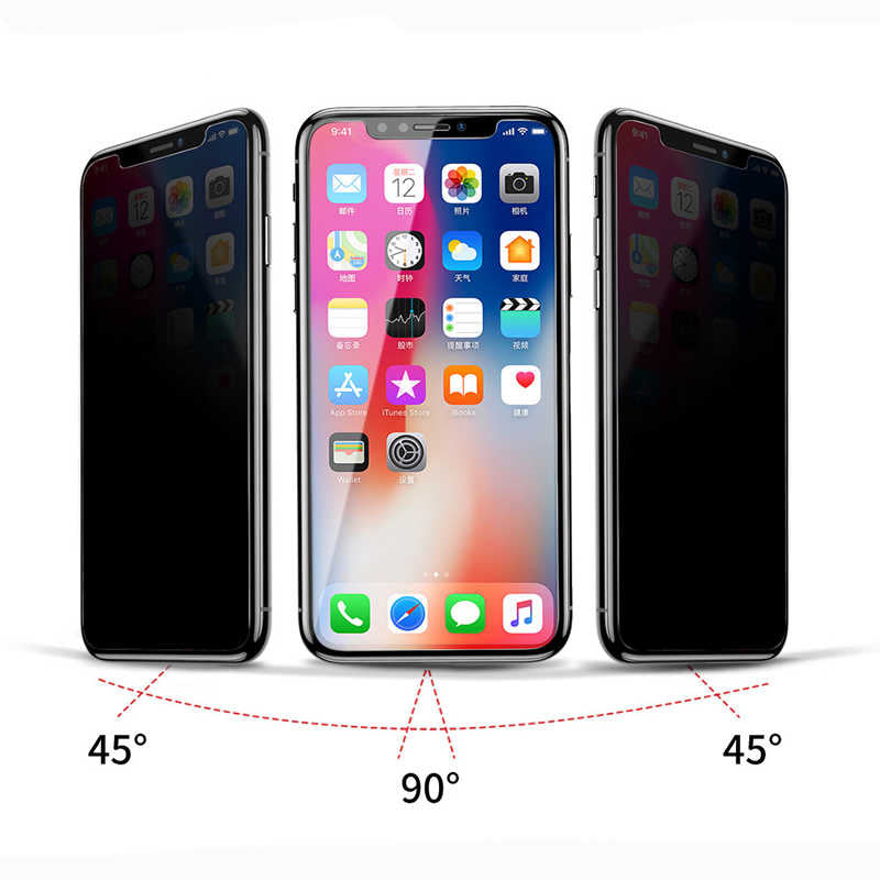 Apple iPhone XS 5.8 Zore Rika Premium Privacy Temperli Cam Ekran Koruyucu Siyah
