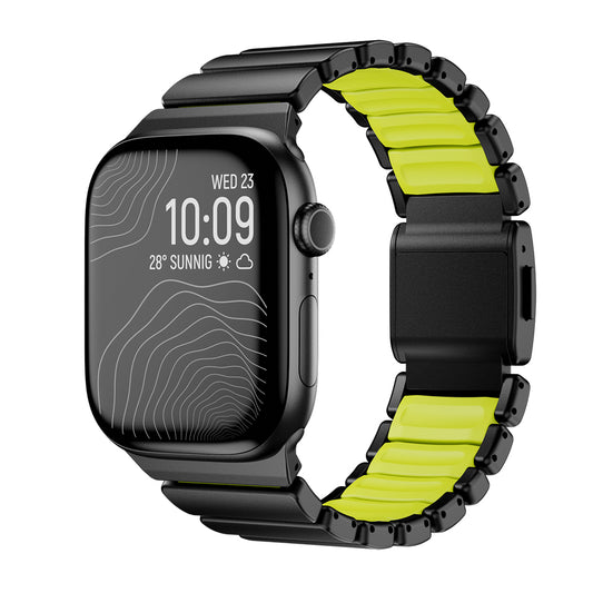 Apple Watch 10 46mm Zore KRD-149 Titanyum Silikon Kordon Gümüş-Yeşil
