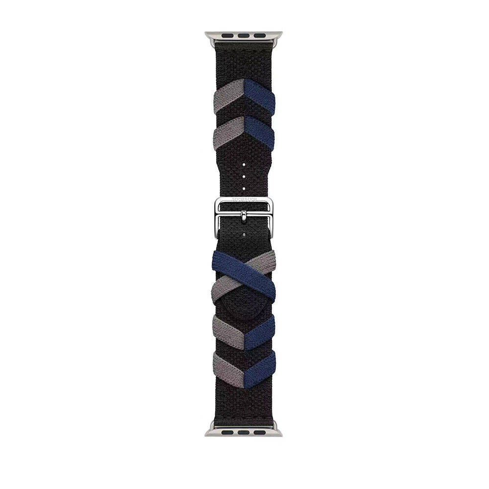 Apple Watch 38mm Zore KRD-97 Sarmal Örgü Tasarımlı Kordon Siyah