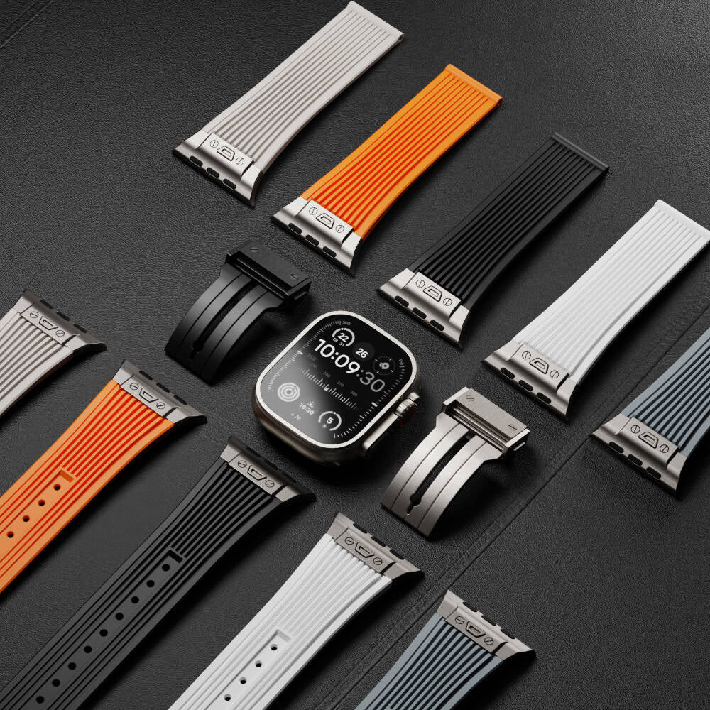 Apple Watch 44mm Zore KRD-113 Spor Görünümlü Silikon Kordon Turuncu