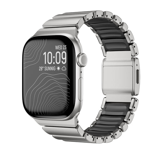 Apple Watch 44mm Zore KRD-149 Titanyum Silikon Kordon Siyah-Yeşil