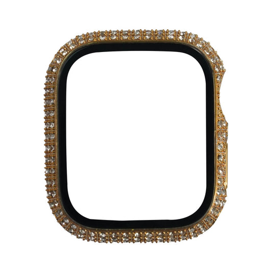 Apple Watch 7 41mm Zore Watch Gard 24 Kenarları Taşlı Sert PC Kasa Ve Ekran Koruyucu Pembe