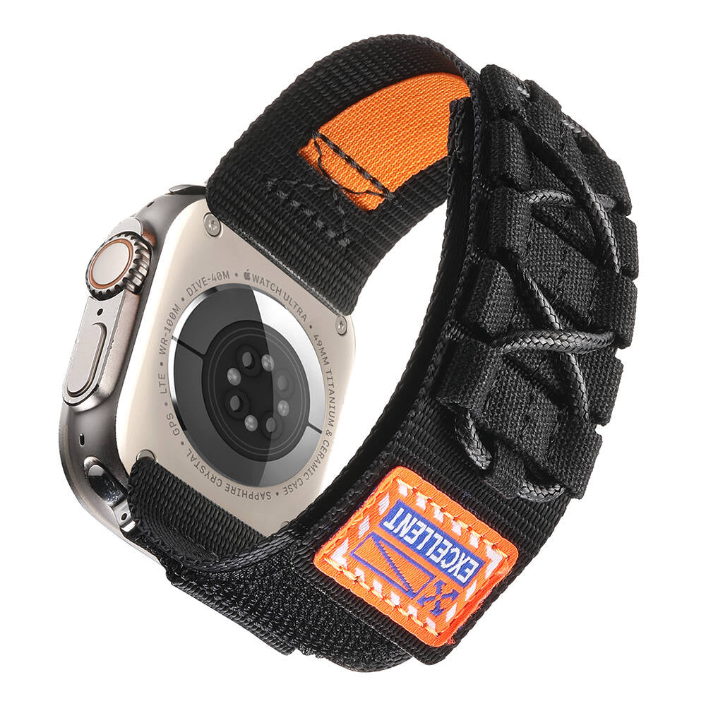 Apple Watch Ultra 49mm Zore KRD-112 Orbital Örgülü Halat Tasarımlı Naylon Kumaş Hasır Kordon Mavi