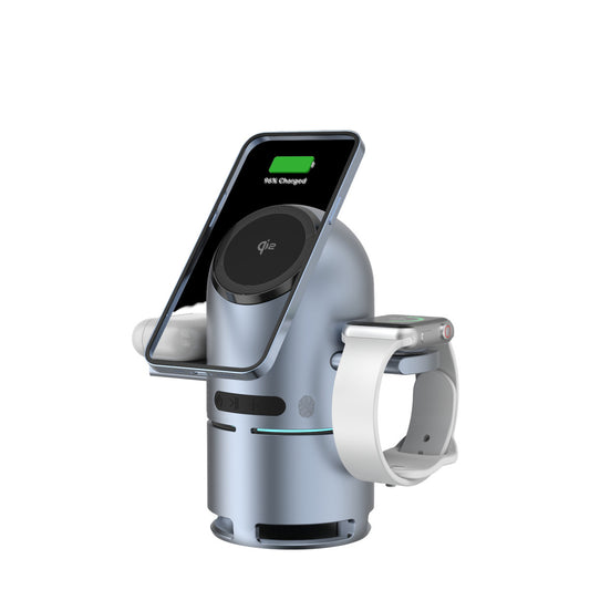 Earldom WC77 3in1 15W Telefon 2.5W Saat ve 5W Airpods İçin Dahili Hoparlörlü Kablosuz Şarj Standı