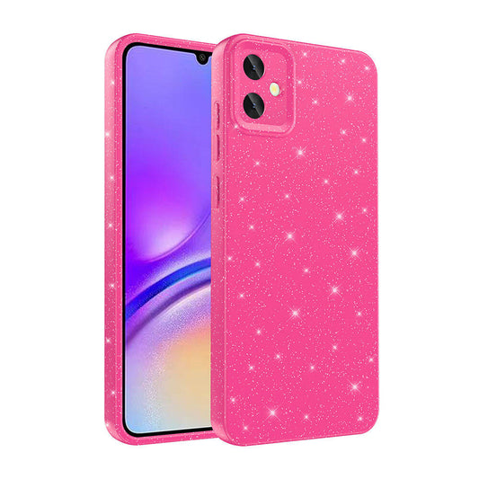 Galaxy A05 Kılıf Kamera Korumalı Simli Lüks Zore Koton Kapak Pembe Koyu