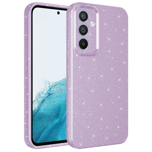 Galaxy A14 Kılıf Kamera Korumalı Simli Lüks Zore Koton Kapak Mor