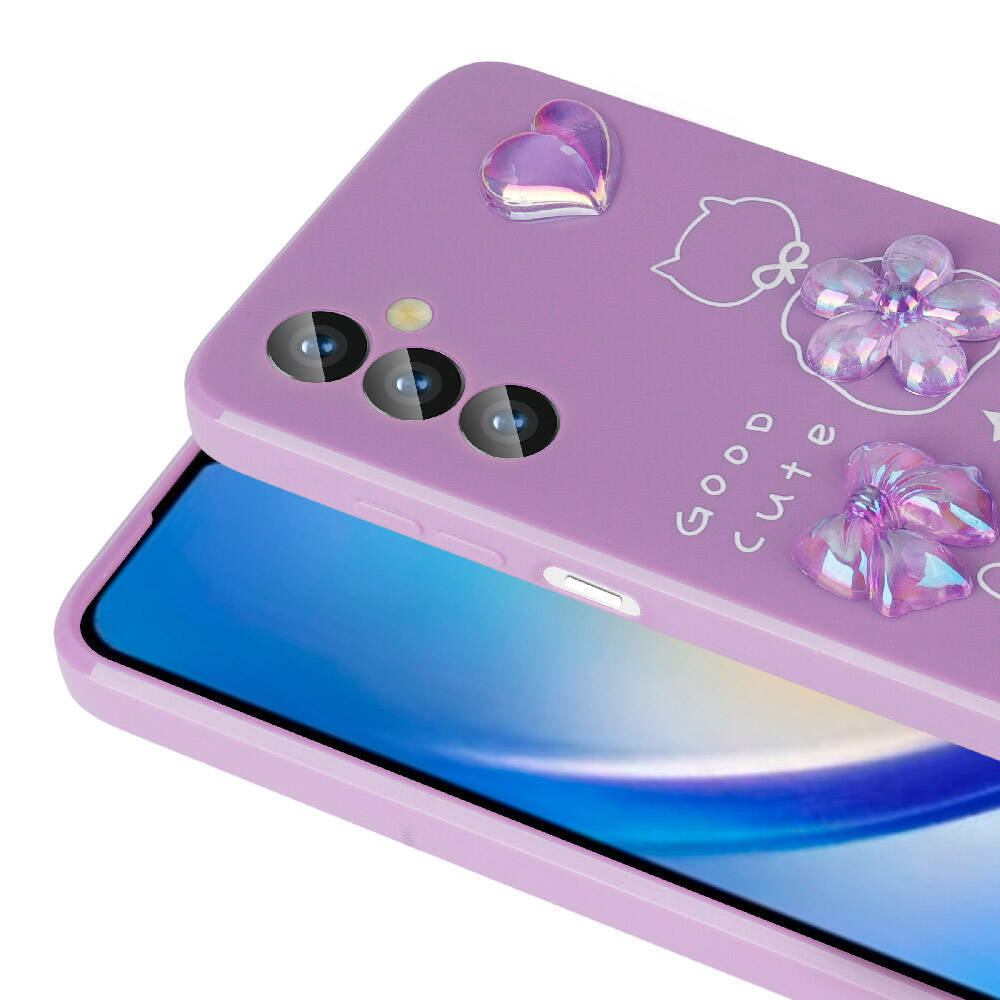 Galaxy A24 Kılıf Kabartma Figürlü Parlak Zore Toys Silikon Kapak Beyaz