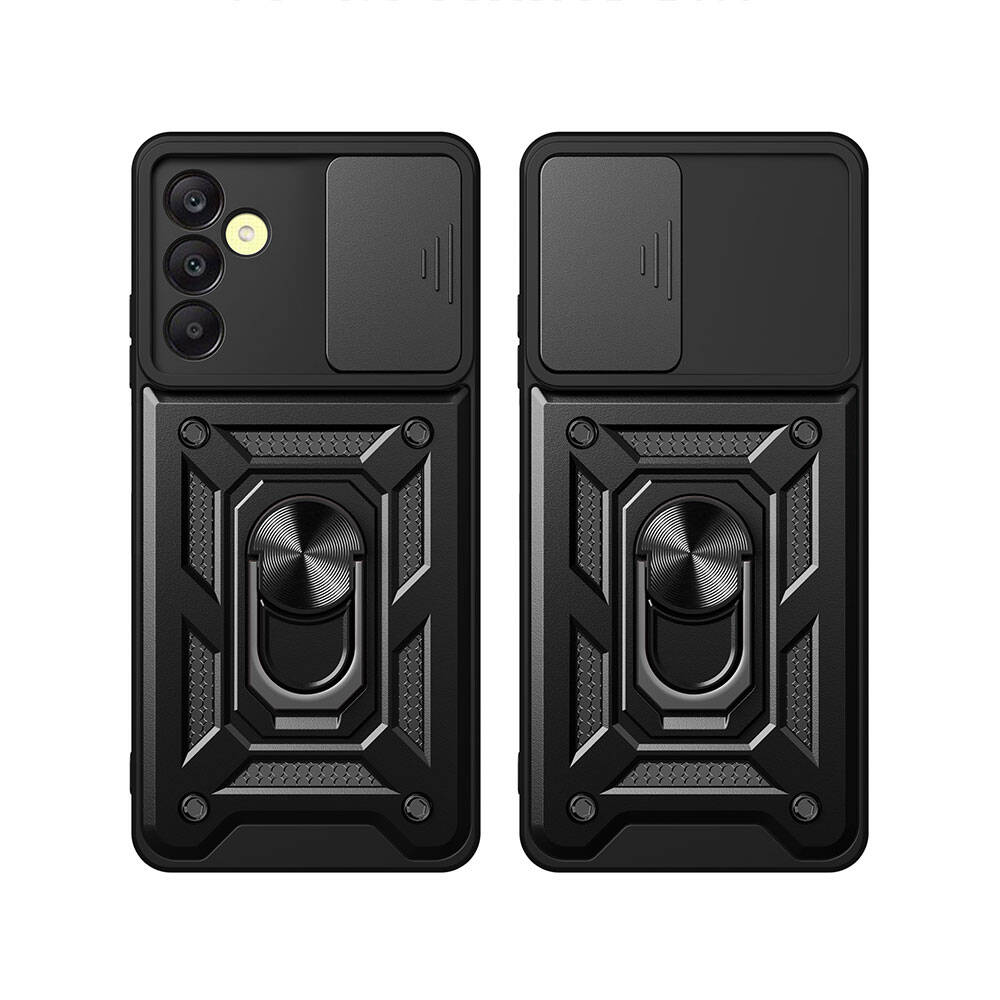 Galaxy A25 Kılıf Magnetik Standlı Kamera Korumalı Zore Sürgülü Vega Kapak Siyah