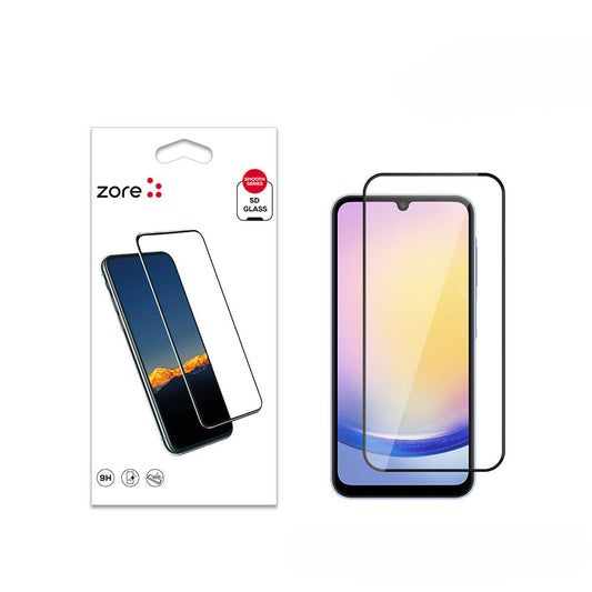 Galaxy A25 Zore Kenarları Kırılmaya Dayanıklı Cam Ekran Koruyucu Siyah