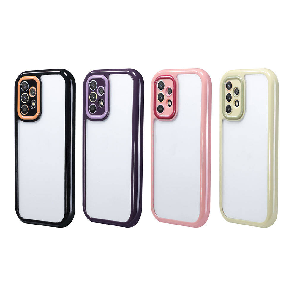 Galaxy A32 4G Kılıf Kamera Korumalı Renkli Kenar ve Çerçeve Tasarımlı Zore Vitamin Kapak Derin Mor