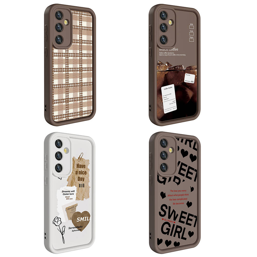 Galaxy S23 FE Kılıf Kamera Korumalı Baskılı Arka Yüzey Zore Klas Kapak Koyu Kahve