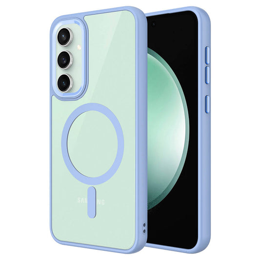 Galaxy S23 FE Kılıf Wireless Şarj Özellikli Zore Krom M-safe Silikon Kapak Pembe Açık