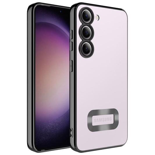 Galaxy S23 Kılıf Kamera Korumalı Logo Gösteren Zore Omega Kapak Siyah