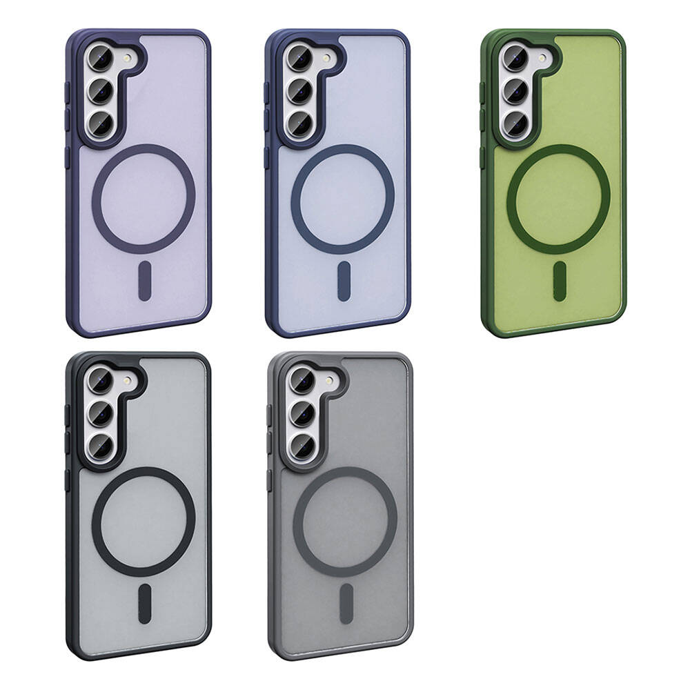 Galaxy S23 Kılıf M-safe Şarj Özellikli Mat Arka Yüzey Zore Sio Kapak Koyu Yeşil