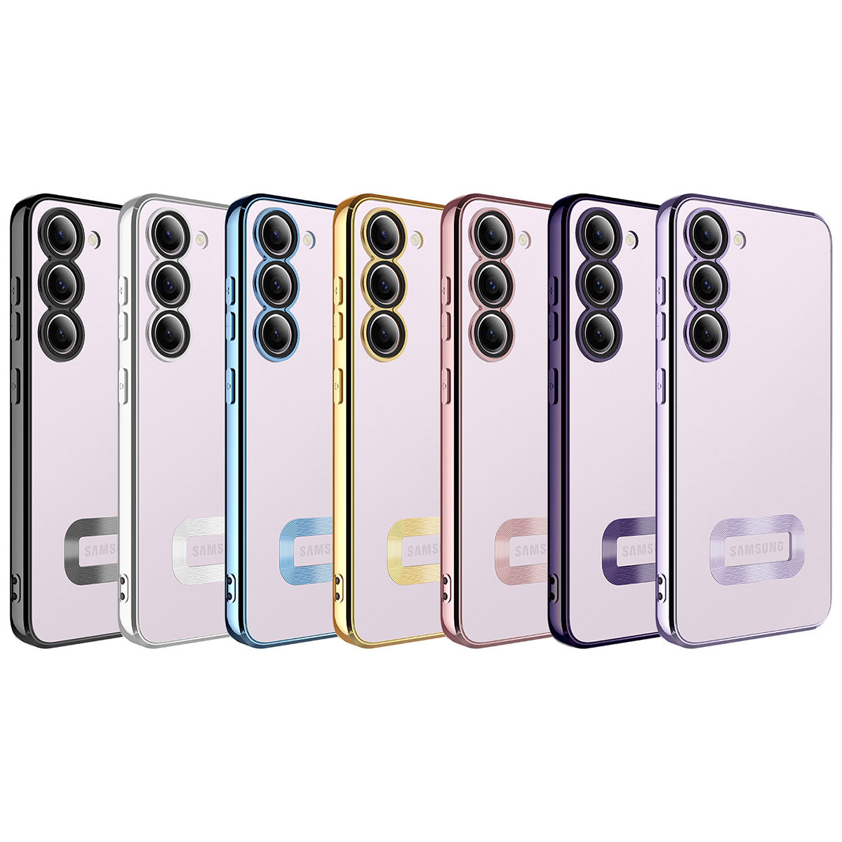 Galaxy S23 Plus Kılıf Kamera Korumalı Logo Gösteren Zore Omega Kapak Rose Gold