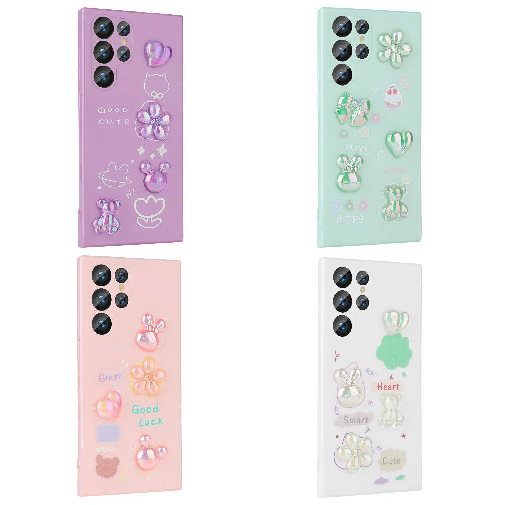 Galaxy S23 Ultra Kılıf Kabartma Figürlü Parlak Zore Toys Silikon Kapak Beyaz