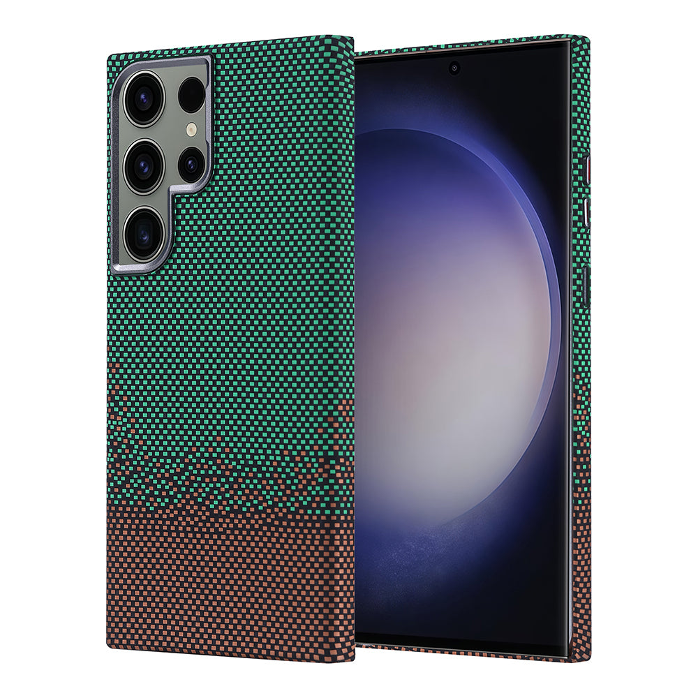 Galaxy S23 Ultra Kılıf M-safe Şarj Özellikli Karbon Fiber Görünümlü Zore Nekst Kapak Gold