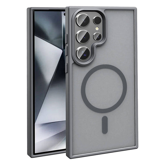 Galaxy S23 Ultra Kılıf M-safe Şarj Özellikli Mat Arka Yüzey Zore Sio Kapak Koyu Yeşil