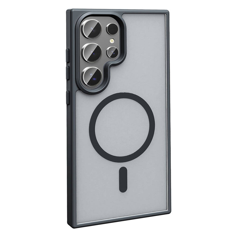 Galaxy S23 Ultra Kılıf M-safe Şarj Özellikli Mat Arka Yüzey Zore Sio Kapak Lacivert