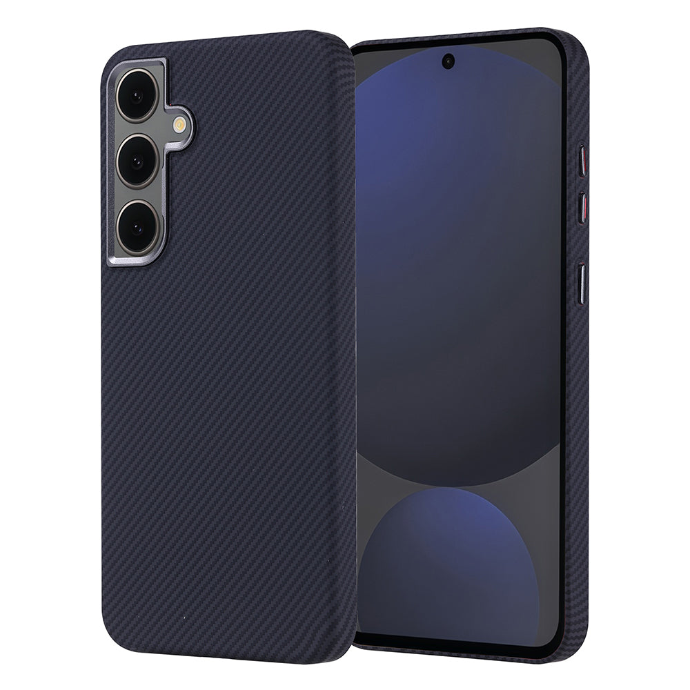 Galaxy S24 FE Kılıf M-safe Şarj Özellikli Karbon Fiber Görünümlü Zore Nekst Kapak Gri-Siyah