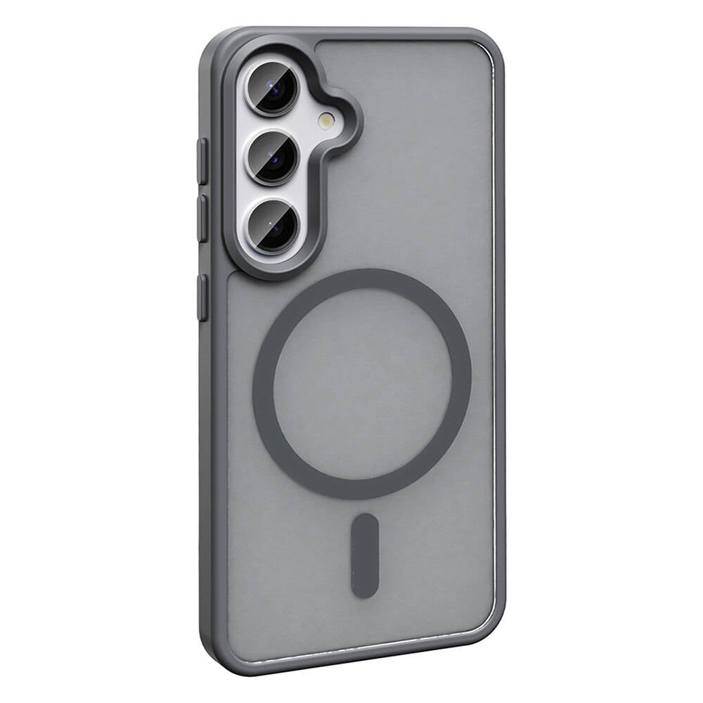 Galaxy S24 Kılıf M-safe Şarj Özellikli Mat Arka Yüzey Zore Sio Kapak Gri