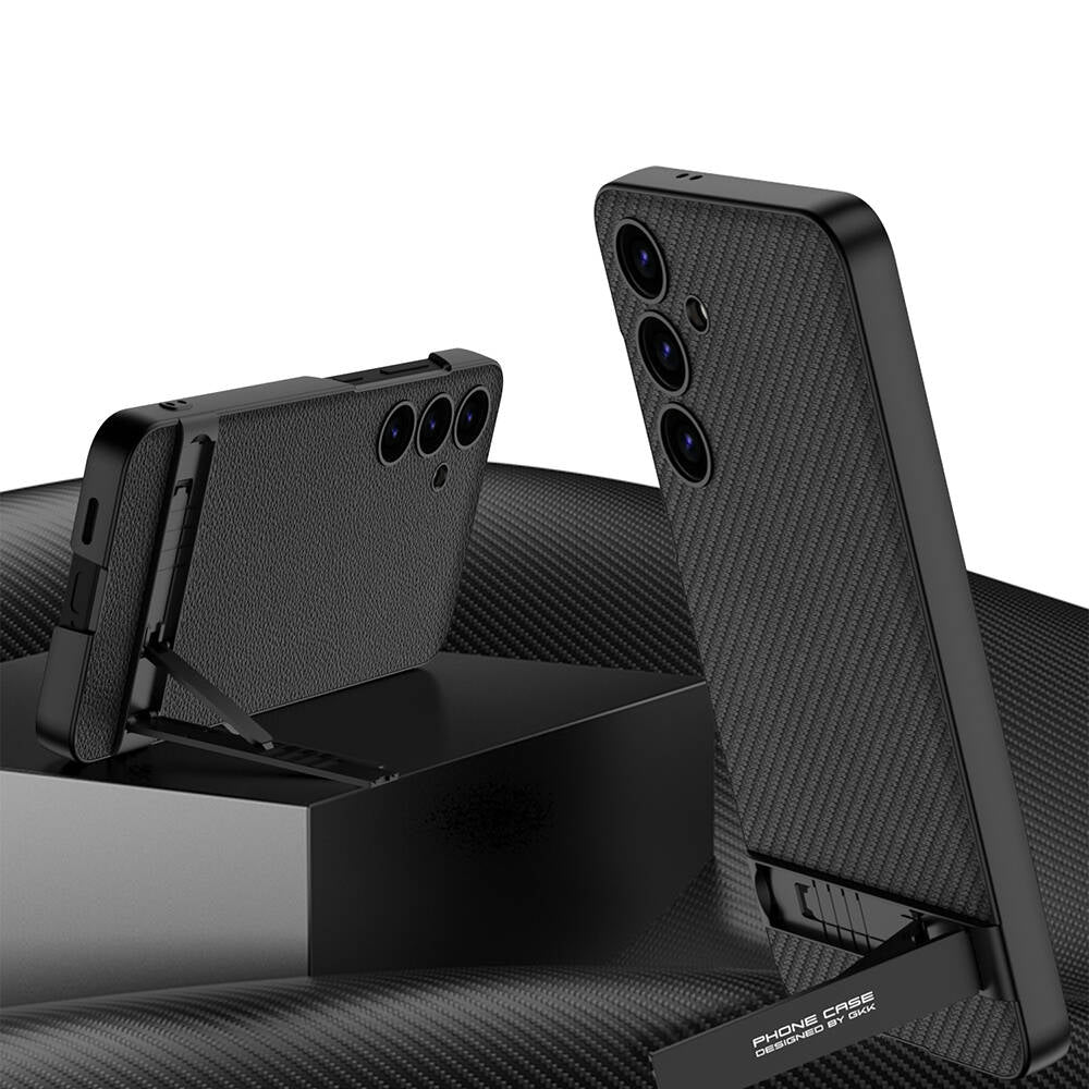 Galaxy S24 Kılıf Zore Kamera Korumalı Leather Dikey Standlı Ays Kapak Siyah