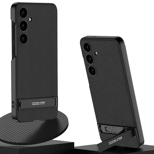 Galaxy S24 Kılıf Zore Kamera Korumalı Leather Dikey Standlı Ays Kapak Siyah