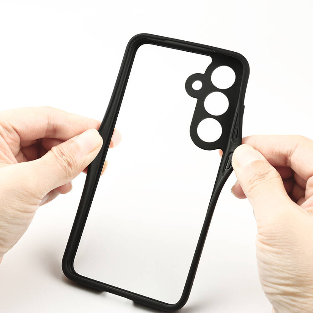 Galaxy S24 Plus Kılıf Kamera Korumalı Şeffaf Arka Yüzey Zore New Roll Kapak Siyah