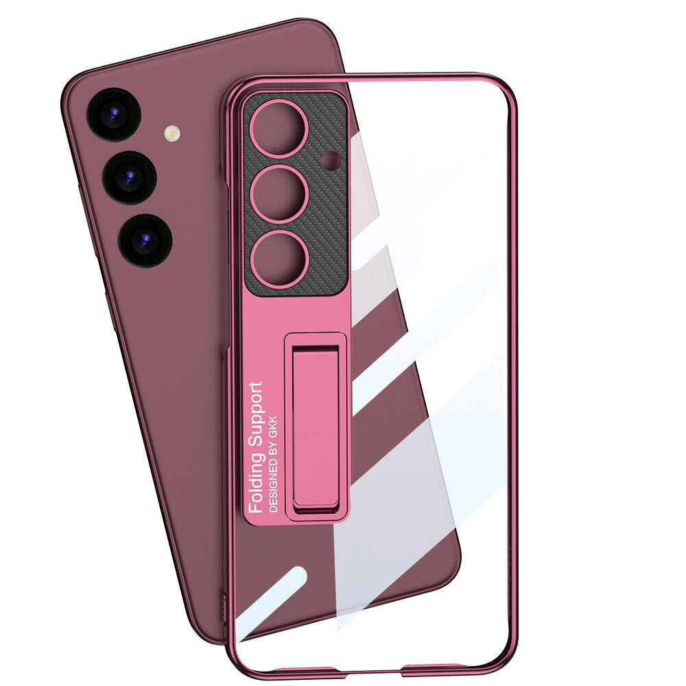 Galaxy S24 Plus Kılıf Kamera Korumalı Şeffaf Tasarımlı Zore Lego Standlı Kapak Mürdüm