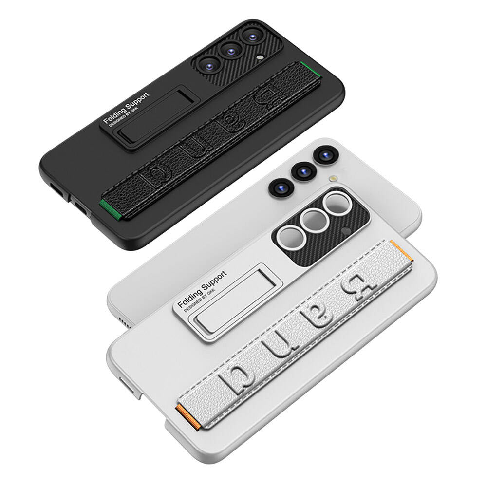 Galaxy S24 Plus Kılıf Standlı El Tutacaklı Zore Band Kapak Siyah Karbon