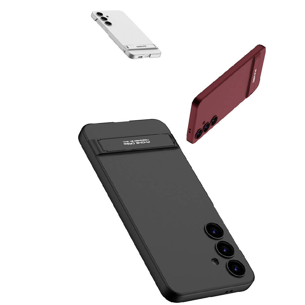 Galaxy S24 Plus Kılıf Zore Kamera Korumalı Dikey Standlı Ays Kapak Mürdüm