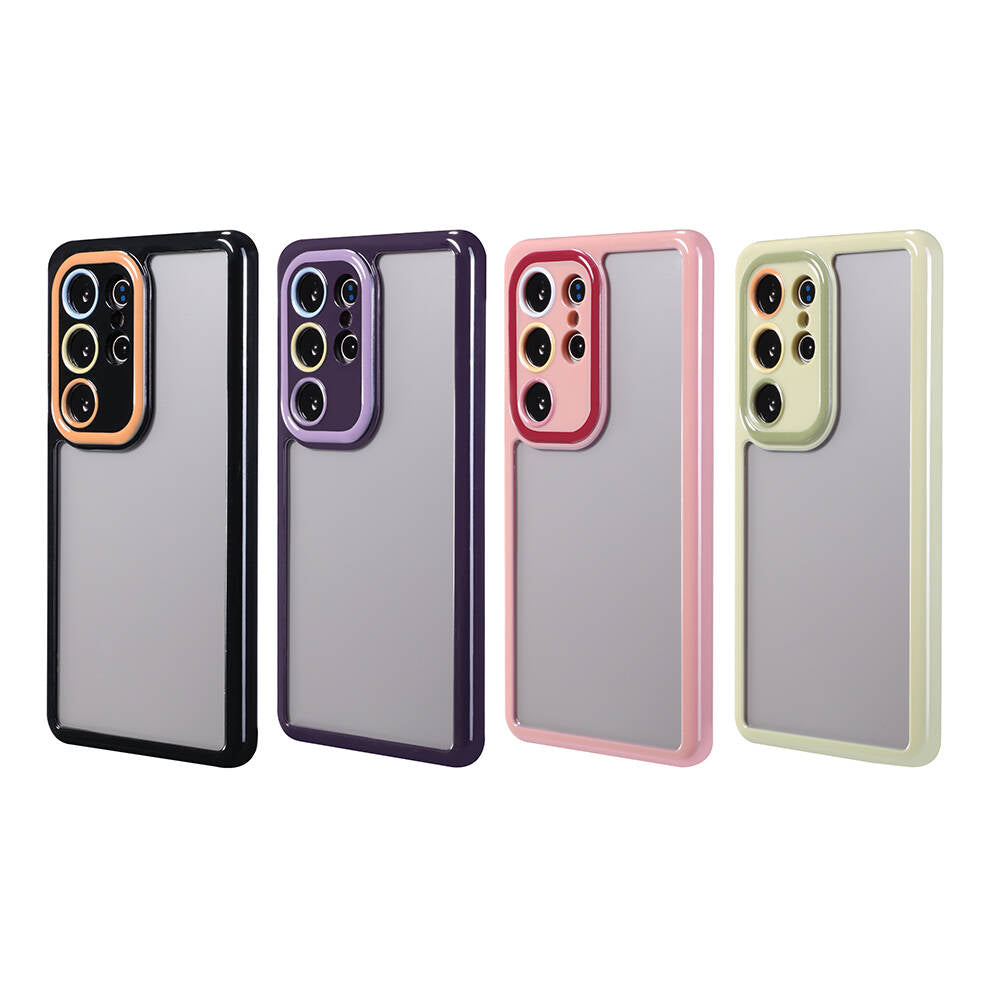 Galaxy S24 Ultra Kılıf Kamera Korumalı Renkli Kenar ve Çerçeve Tasarımlı Zore Vitamin Kapak Derin Mor