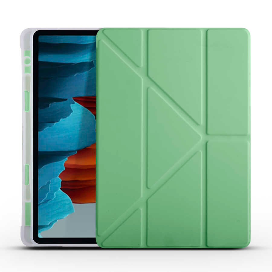 Galaxy Tab S7 T870 Kılıf Zore Tri Folding Kalem Bölmeli Standlı Kılıf Siyah
