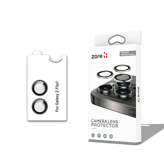 Galaxy Z Flip 7 Zore CL-12 Premium Safir Parmak İzi Bırakmayan Anti-Reflective Kamera Lens Koruyucu Siyah