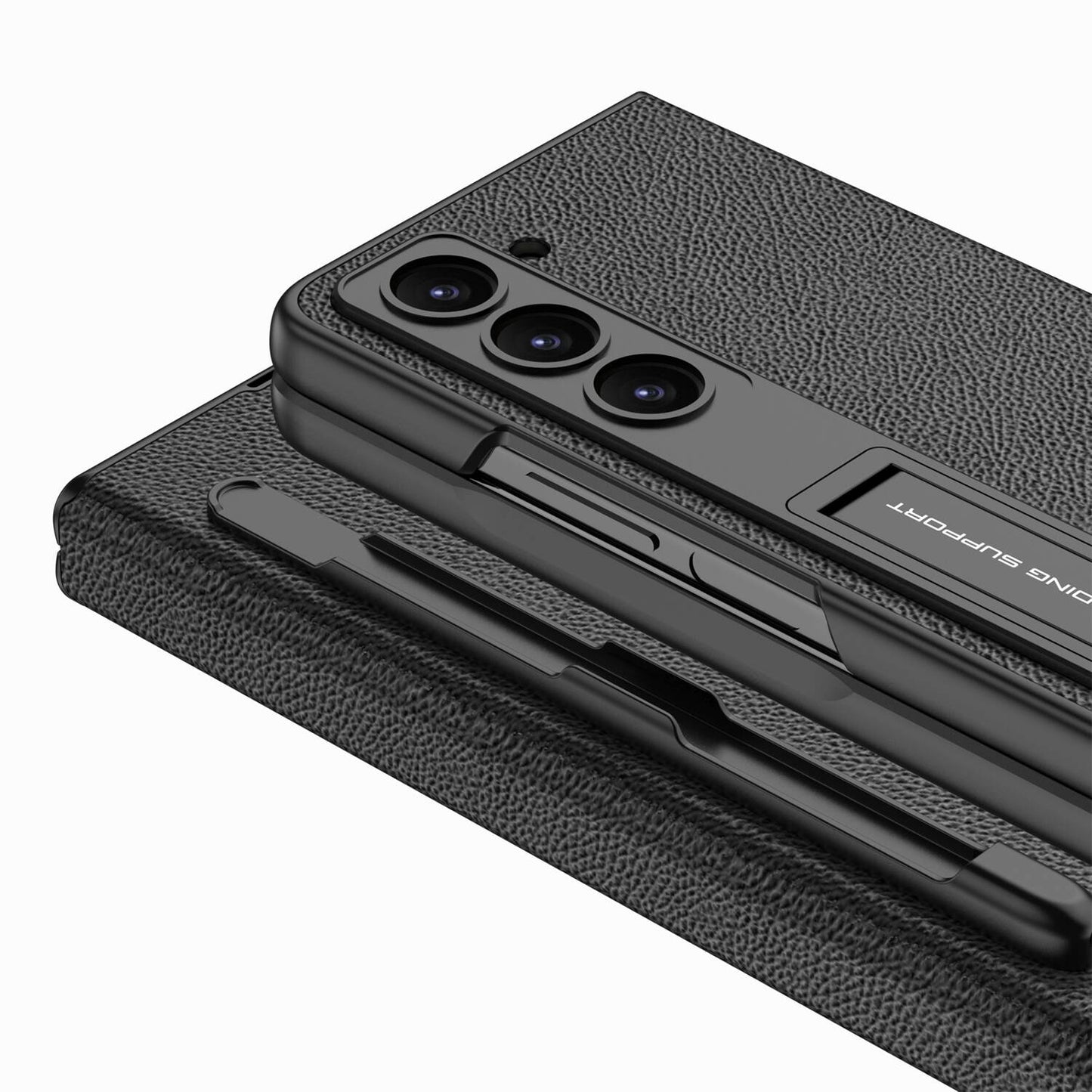 Galaxy Z Fold 5 Kılıf Zore Kalem Bölmeli Droga Kapak Siyah