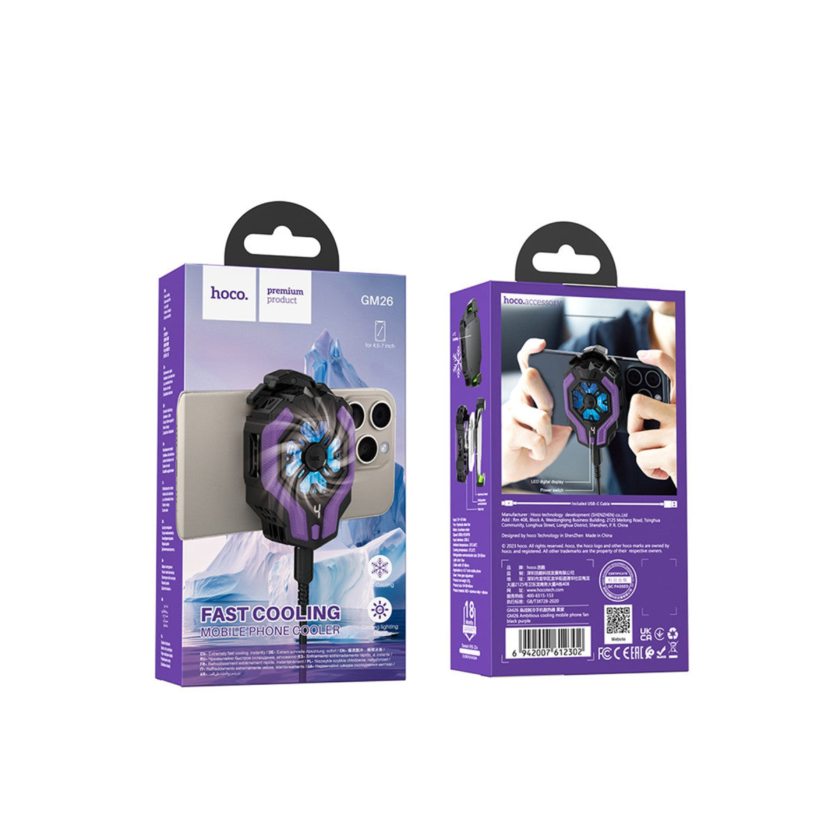 Hoco. GM26 Dijital Sıcaklık Göstergeli Radyatör Telefon Soğutucu Fan
