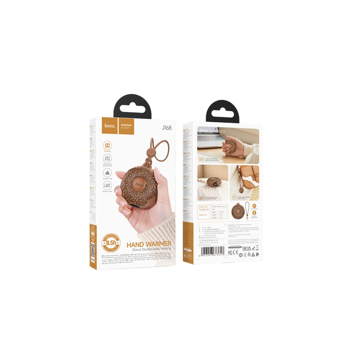 Hoco. J168 Donut Çift Taraflı Isıtmalı El Isıtıcı - Kahverengi