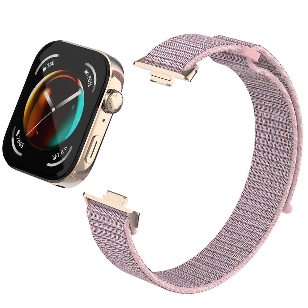 Huawei Watch Fit 3 Zore KRD-03 Hasır Kordon Pink Sand