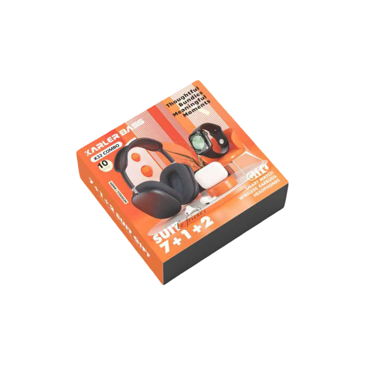 Karler Bass K32 Kombo 7 Adet Kordon Akıllı Saat Airpods Kulaklık Kafa Üstü Kablosuz Kulaklık Set
