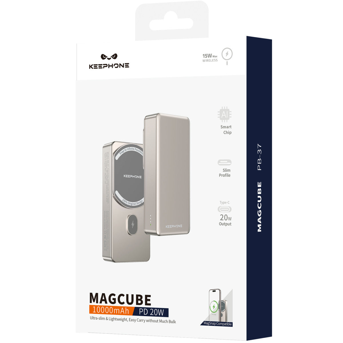 Keephone PB37 MagCube 10.000 mAh Type-C 20W PD Magsafe Destekli Powerbank