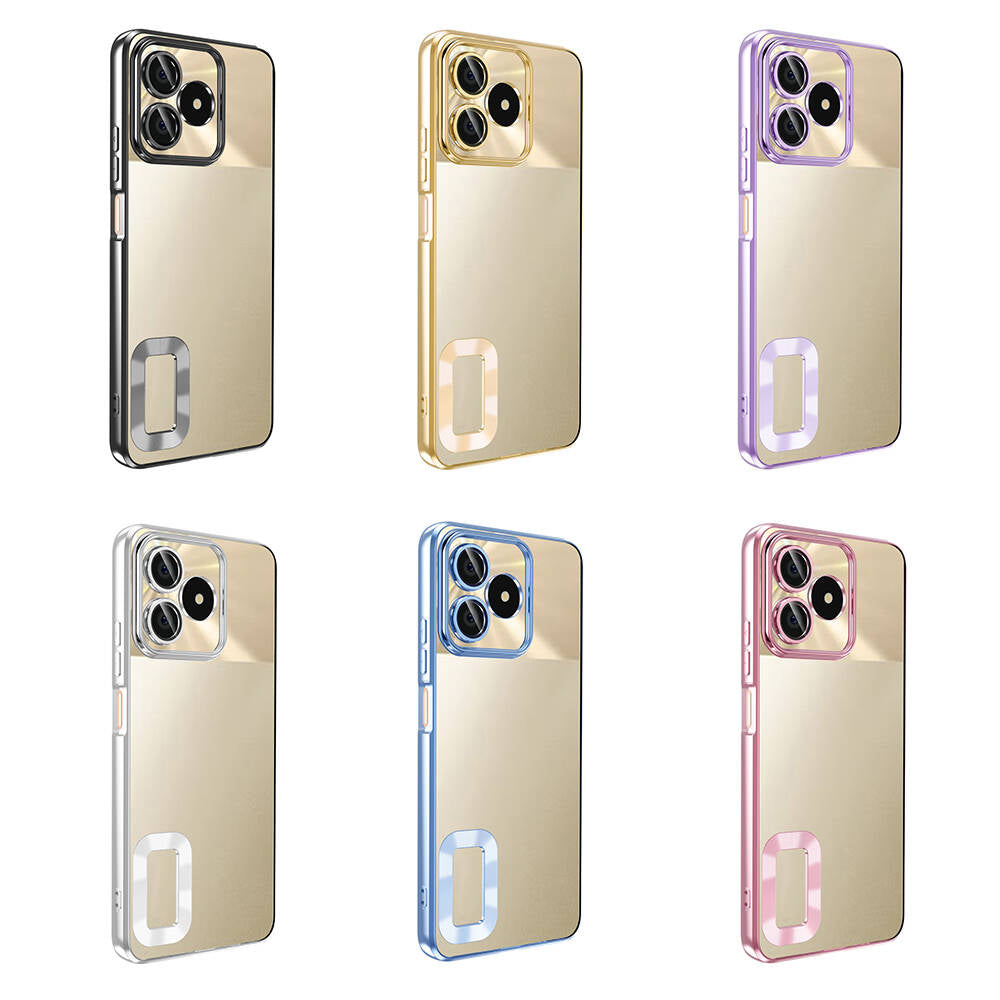 Realme C53 Kılıf Kamera Korumalı Logo Gösteren Zore Omega Kapak Rose Gold