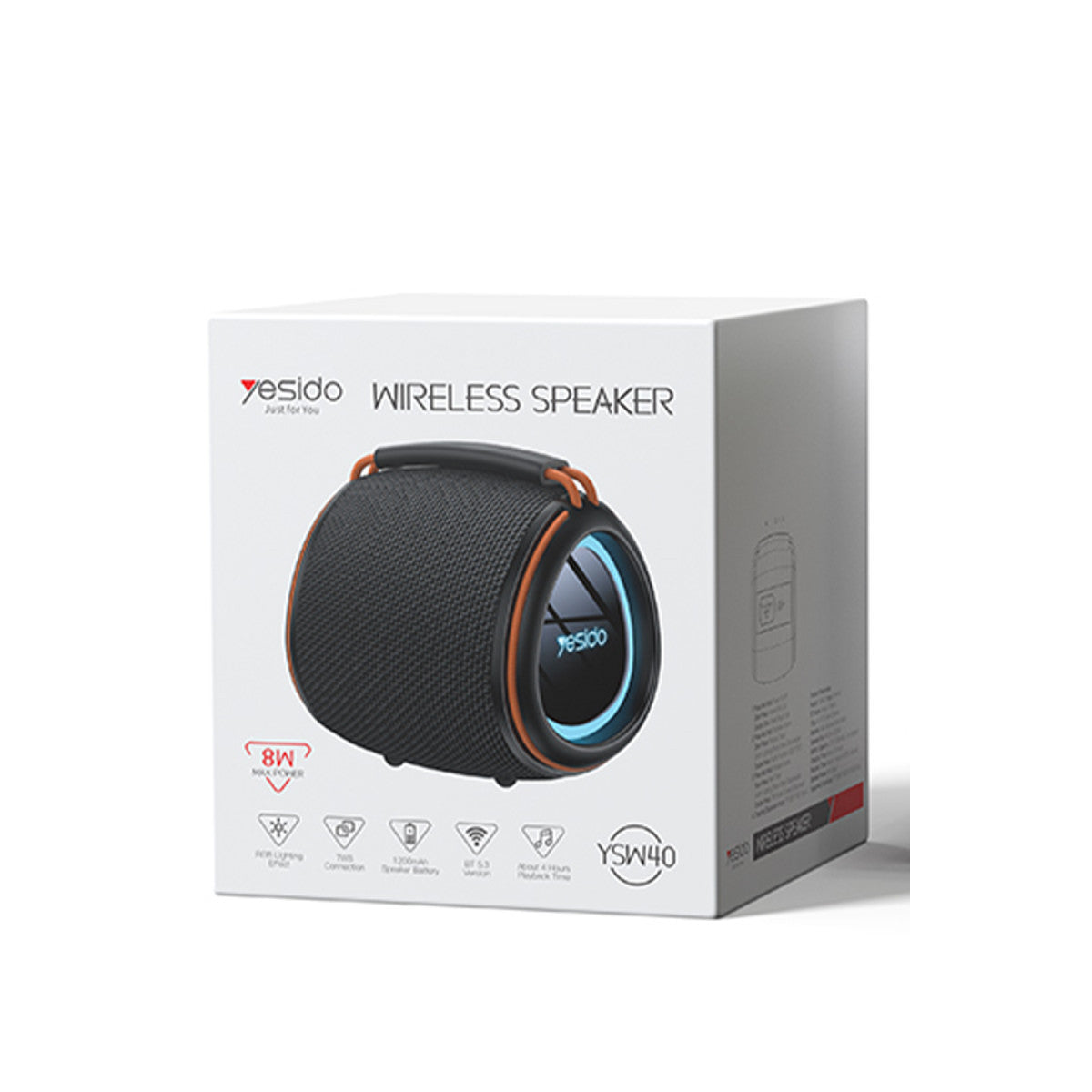 Yesido YSW40 BT 5.3 RGB Kablosuz Hoparlör - Siyah