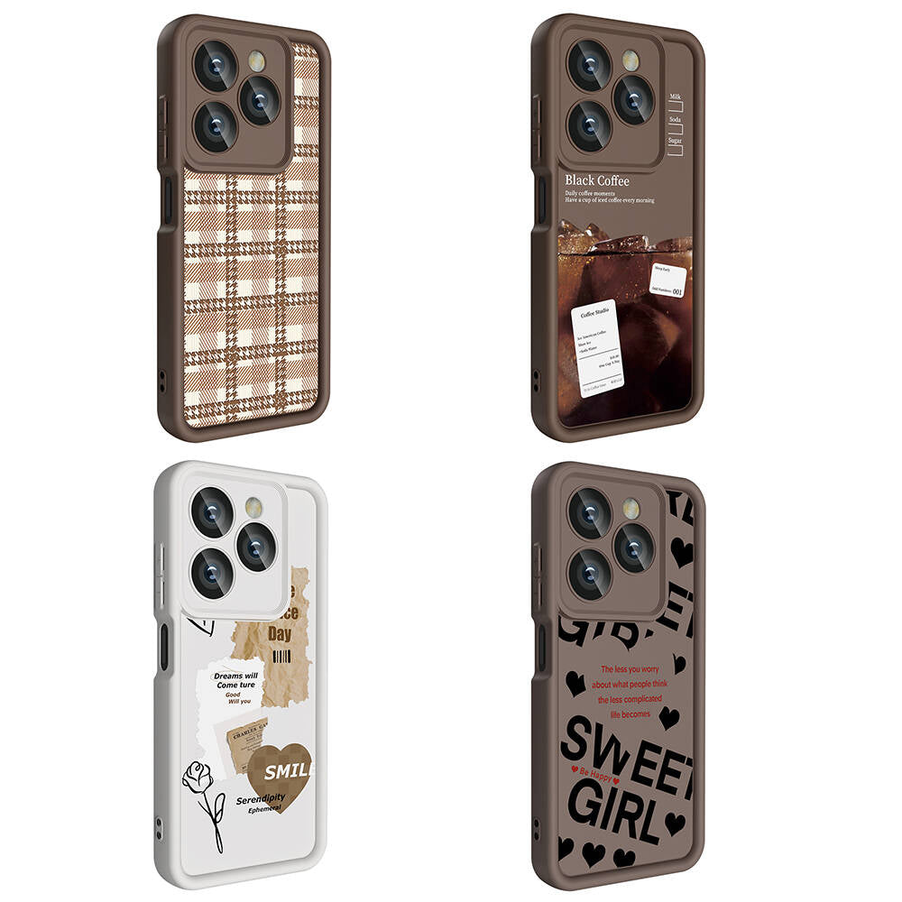 Tecno Spark 20 Kılıf Kamera Korumalı Baskılı Arka Yüzey Zore Klas Kapak Koyu Kahve