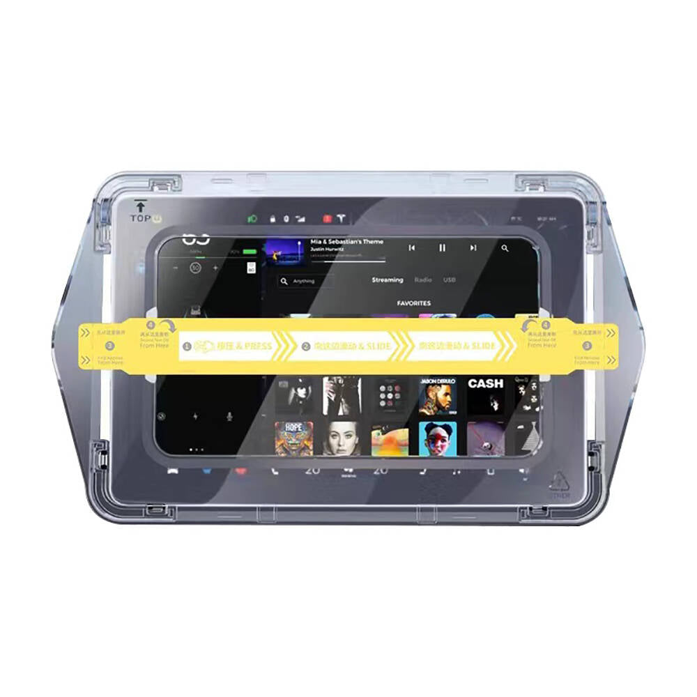 Tesla Model X Araç Multimedya Ekran Koruyucu AR Oleofobik Uygulama Aparatlı Zore Premium Temperli Cam Ekran Koruyucu Şeffaf