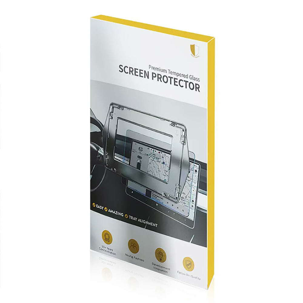 Tesla Yeni Model Y 2in1 Araç Multimedya Ekran Koruyucu Uygulama Aparatlı Zore Premium Mat Temperli Cam Ekran Koruyucu Şeffaf