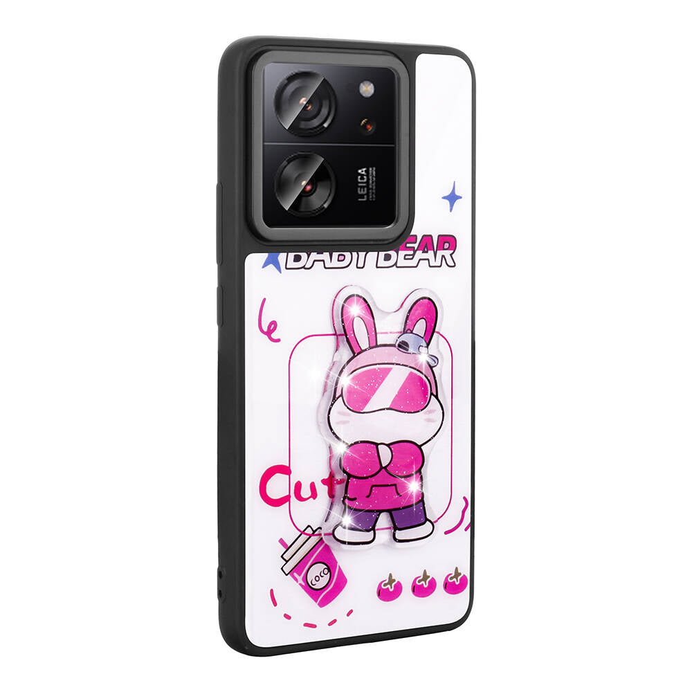 Xiaomi Mi 13T Pro Kılıf Parlayan Kabartmalı İkonik Figürlü Zore Amas Silikon Kapak Beyaz