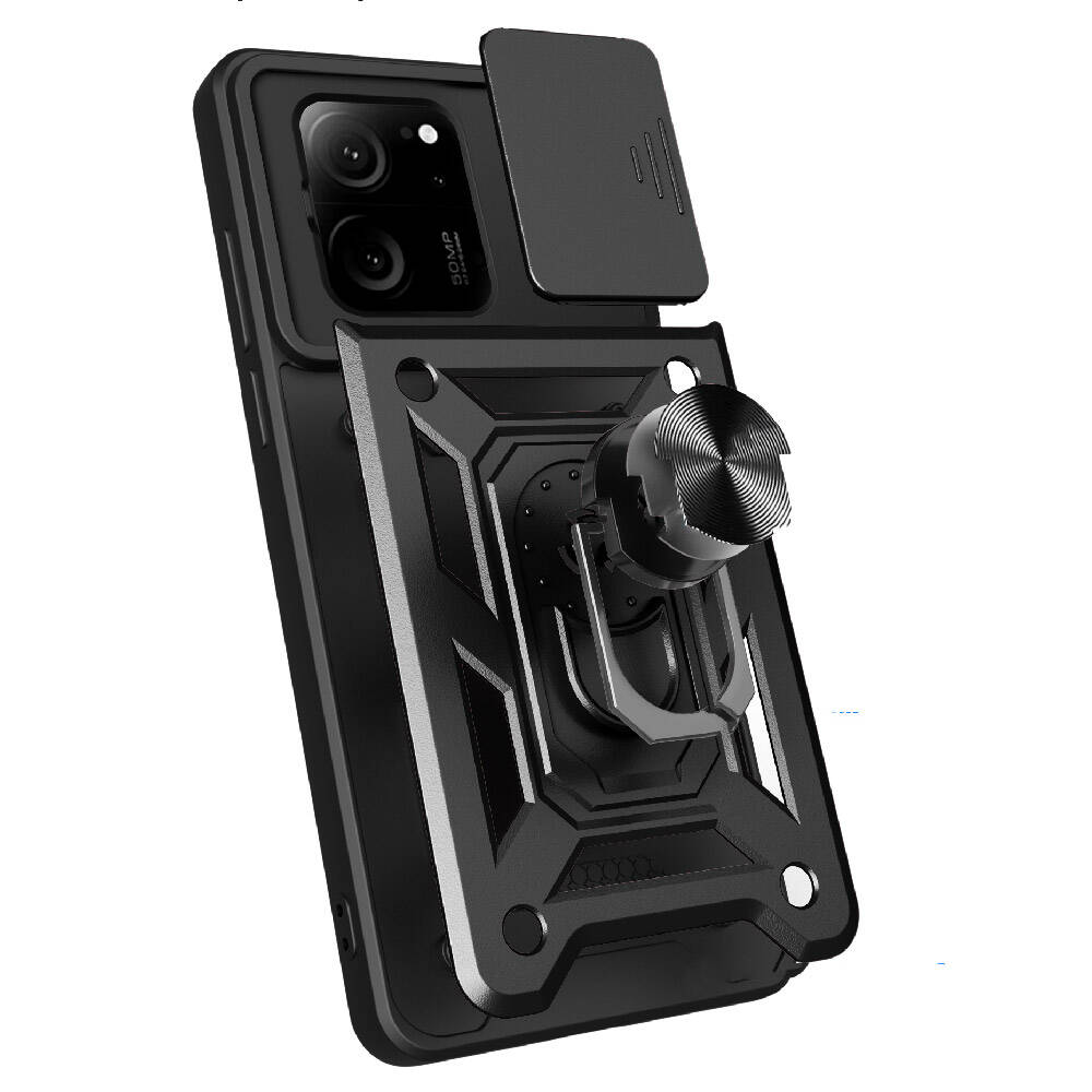 Xiaomi Mi 13T Pro Kılıf Magnetik Standlı Kamera Korumalı Zore Sürgülü Vega Kapak Mavi